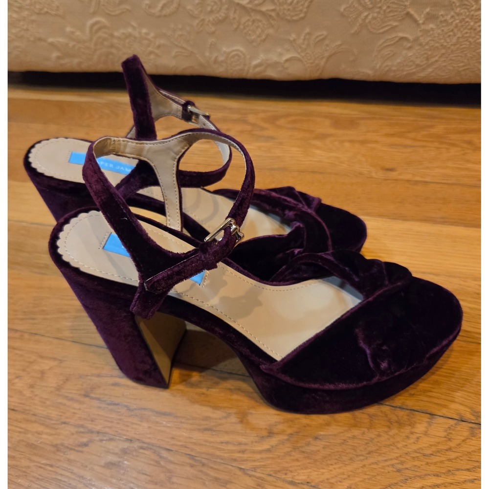 Draper James Paloma Plum Velvet Platform Block Heel Sandals Ankle Strap Sz 7.5 - Picture 6 of 12